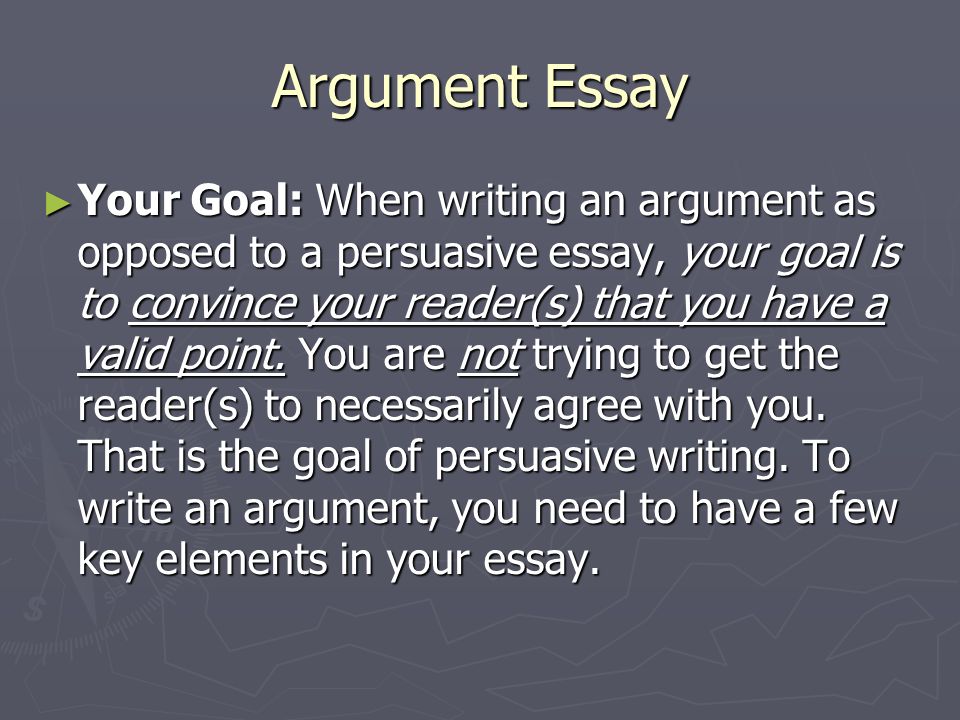 What characterizes an argumentative essay